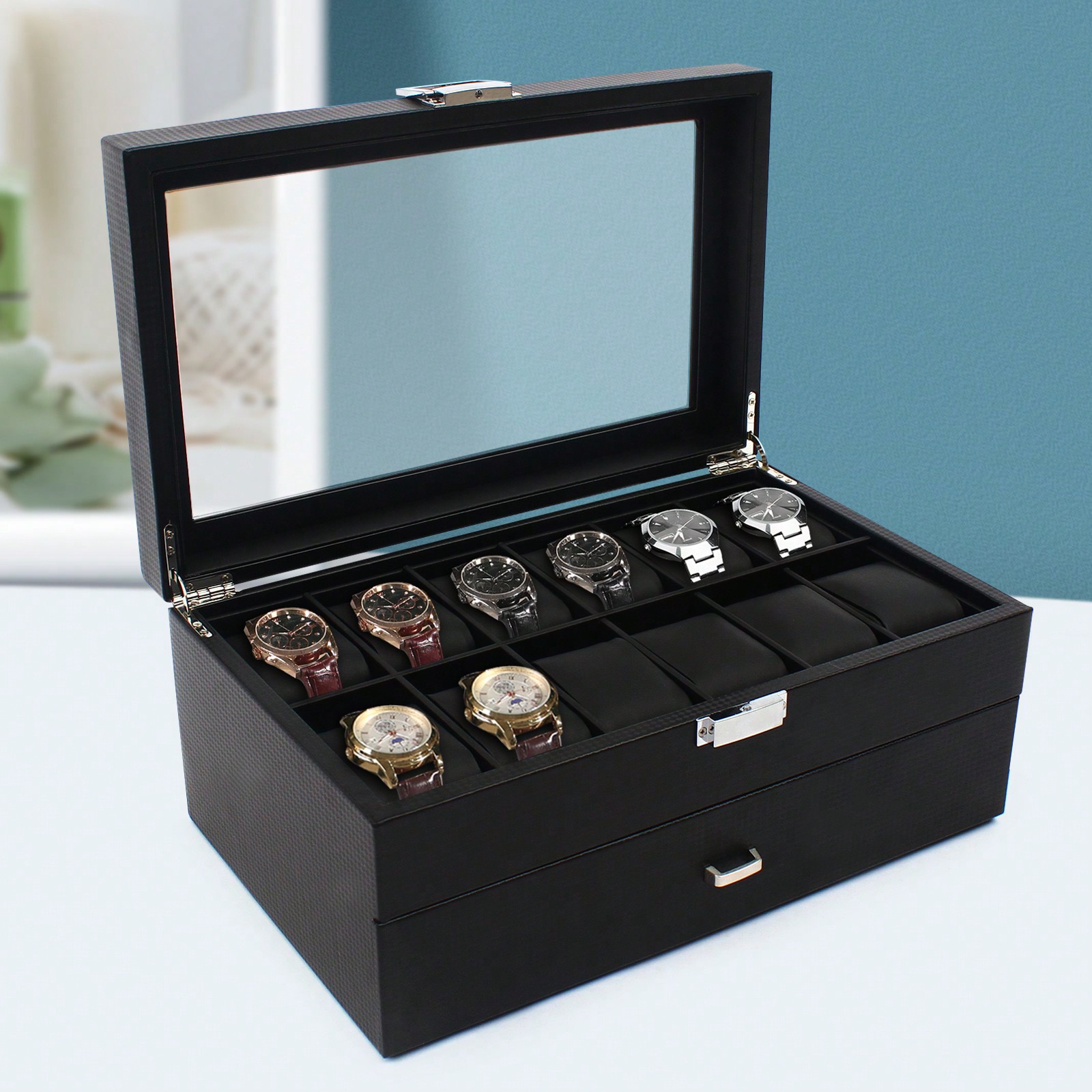 Luxury Watch Storage - 24 Slot Men Watch Display Case