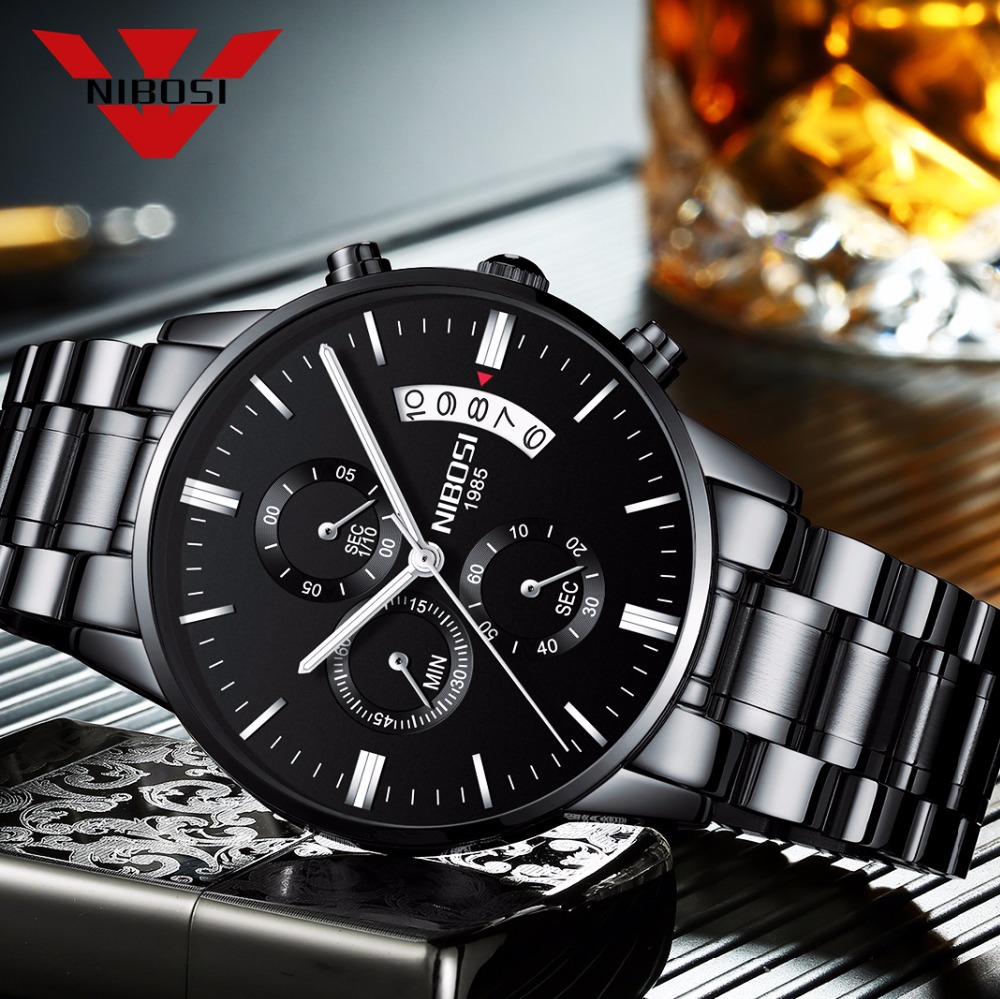NIBOSI Stainless Steel Black Q - Luxury Watch Manufacturers のレビューと価格