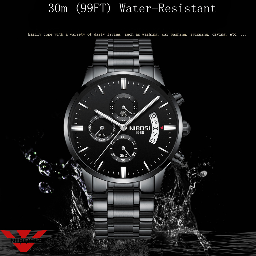 NIBOSI Stainless Steel Black Q - Luxury Watch Manufacturers のレビューと価格