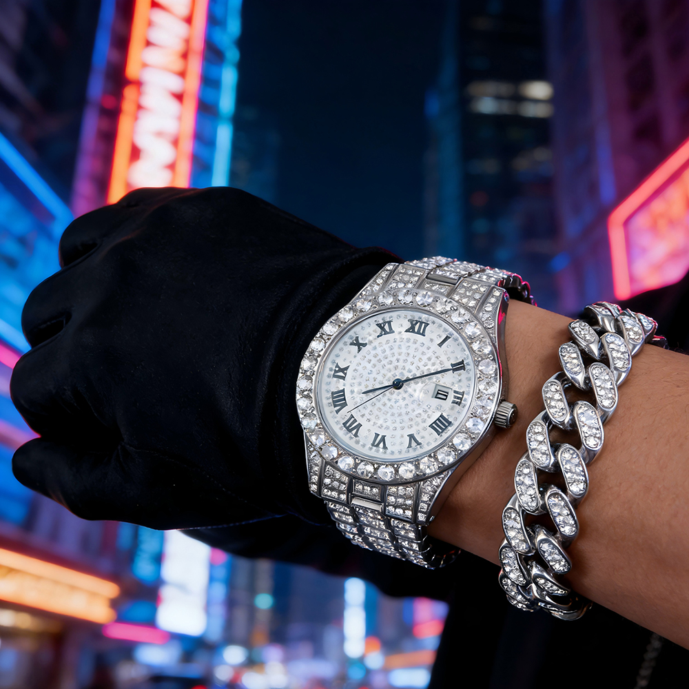 1 Hip-hop Full Diamond Silver  - Luxury Watch Wallpaper のレビューと価格