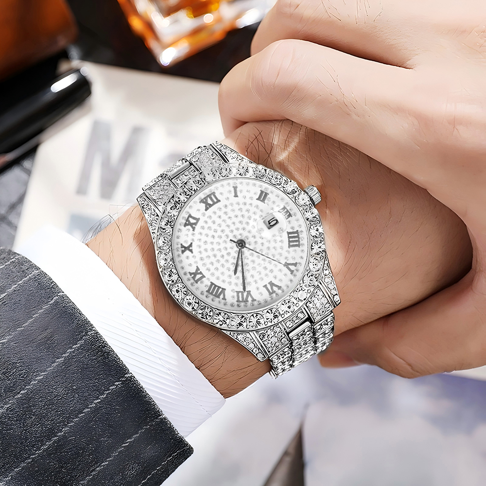 1 Hip-hop Full Diamond Silver  - Luxury Watch Wallpaper のレビューと価格