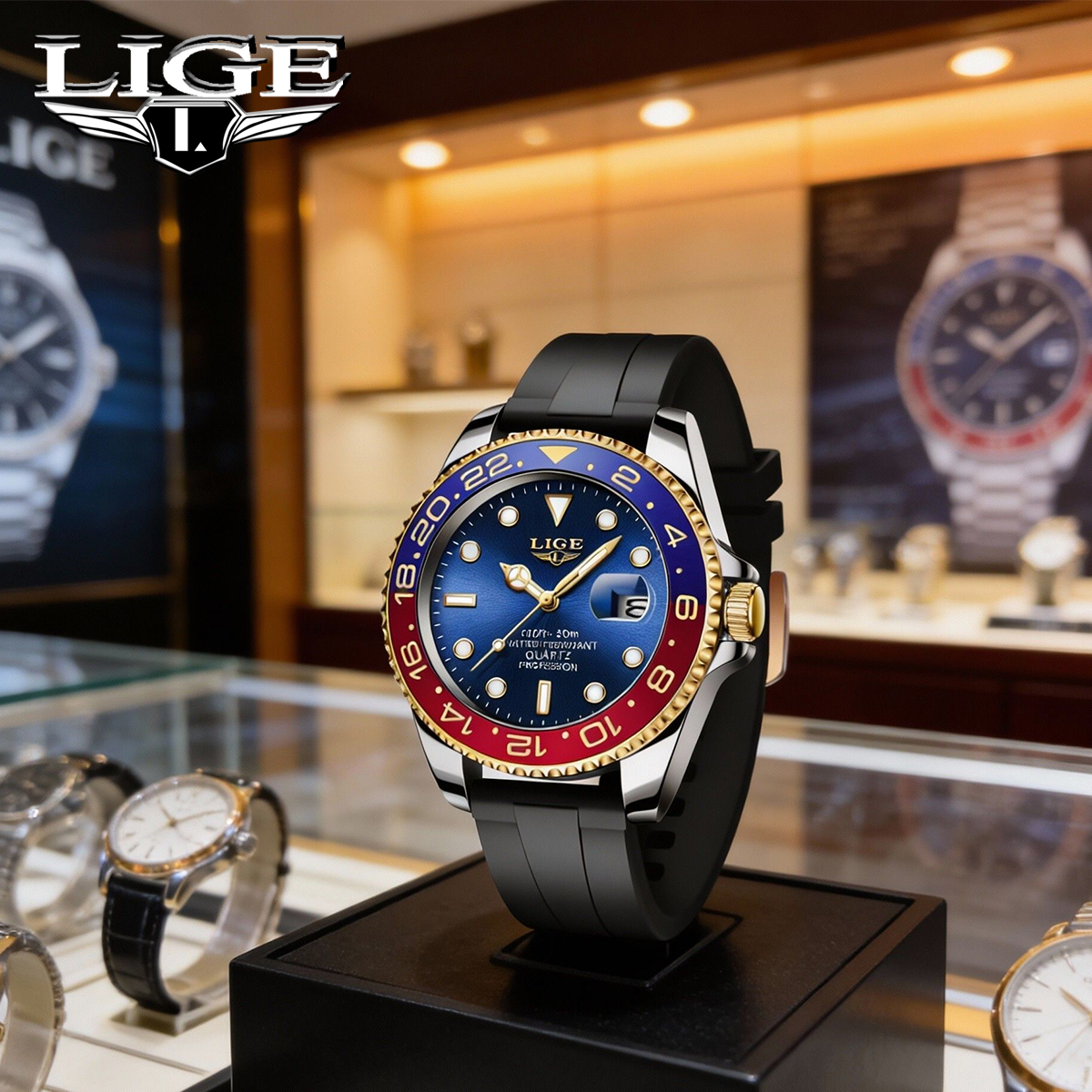 LIGE 2025 New Luxury Men Quart - Luxury Watch Storage のレビューと価格