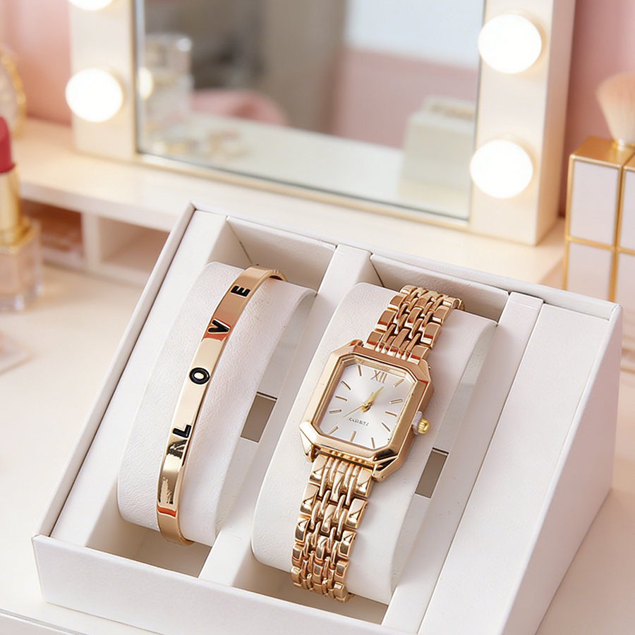 2PCS/set Luxury Women's Quartz - Luxury Watch Female のレビューと価格