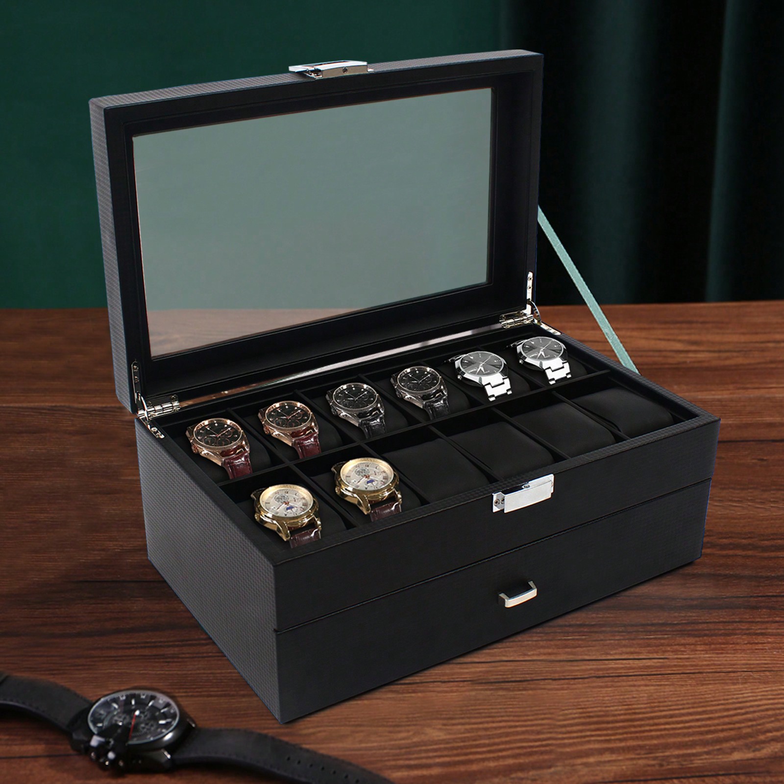24 Slot Men Watch Display Case - Luxury Watch Storage のレビューと価格